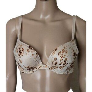 Victoria's Secret Plunge Bra Lightly Lined animal print sequins underwired 36B